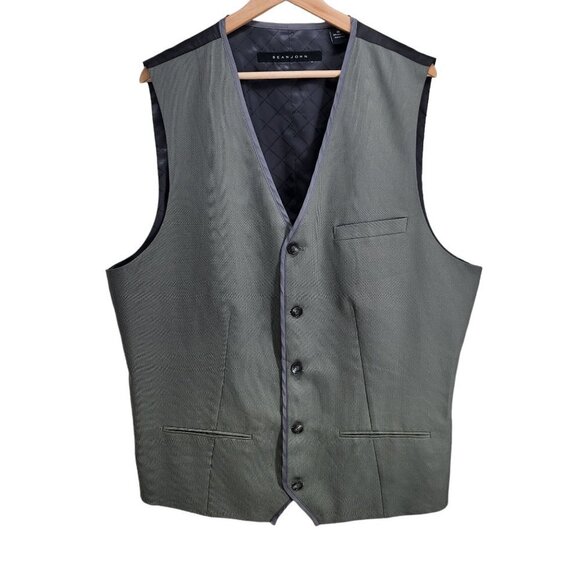 Sean Jean Striped Suit Vest Men's Size 3XL‎ Gray Black - Picture 1 of 6
